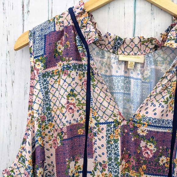 3/$20 Modcloth Plus Size Faux Patchwork Boho Top - Picture 4 of 8